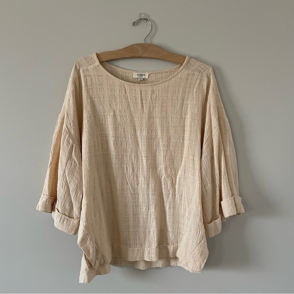 Umgee Cream Bohemian Wide Sleeve Blouse Top